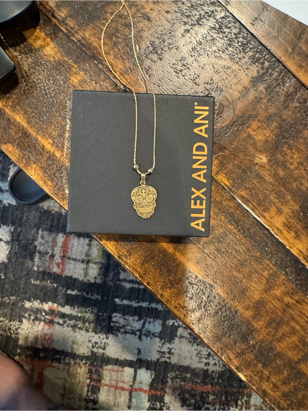 Alex and Ani Gold Sugar Skull Pendant Necklace